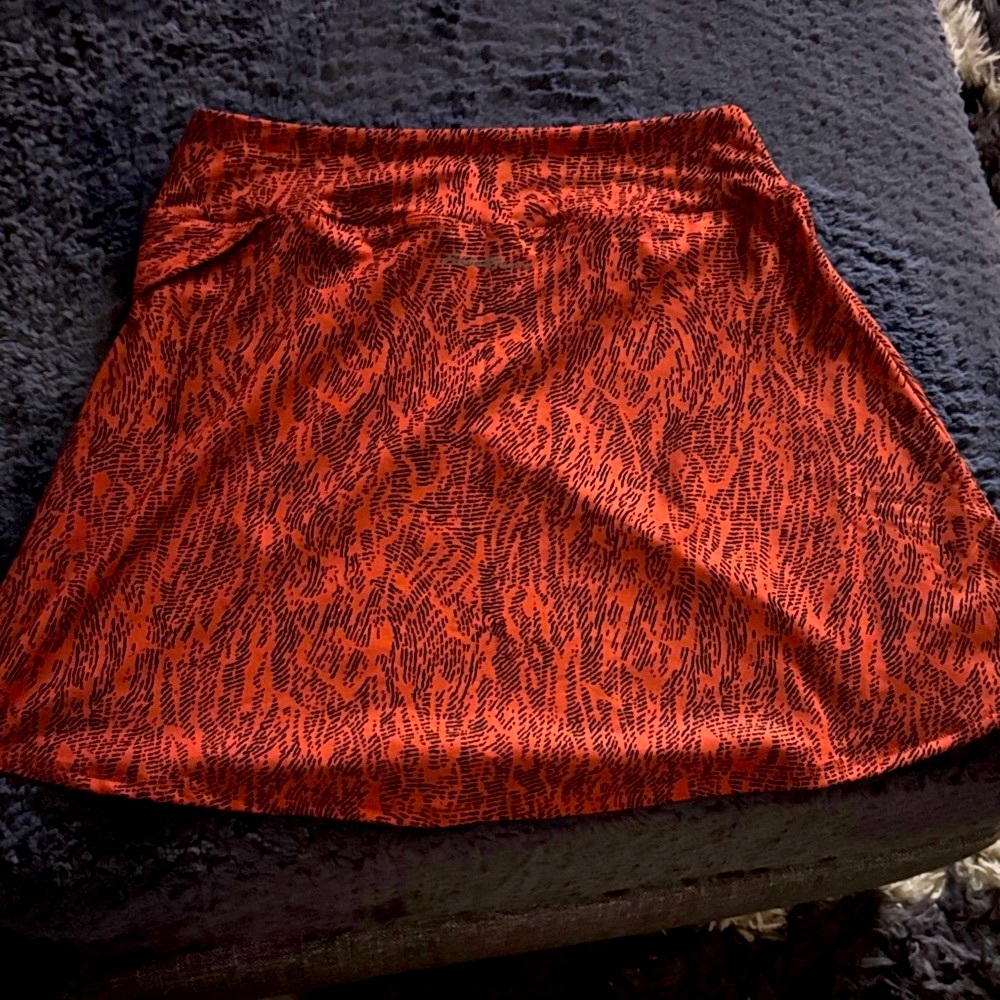 Eddie Bauer Red Black A-Line Wrap Mini Skirt